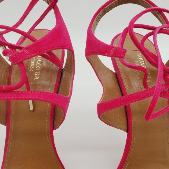 Aquazzura Colette Pink Suede Sandals - Picture 14 of 16